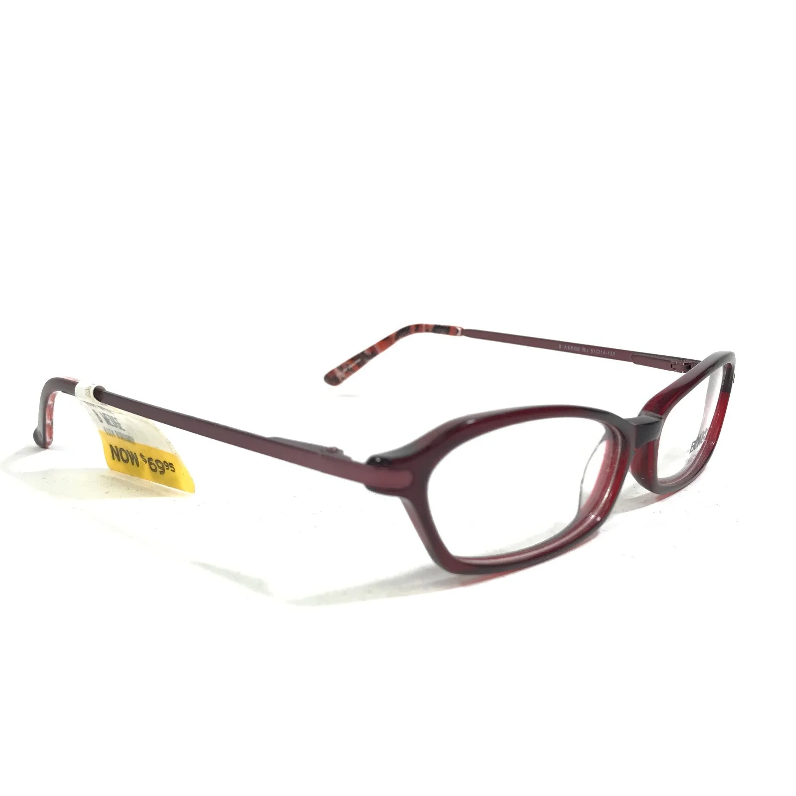 Bongo B WEDGE BU Eyeglasses Frames Red Rectangular Full Rim 51-14-135 2