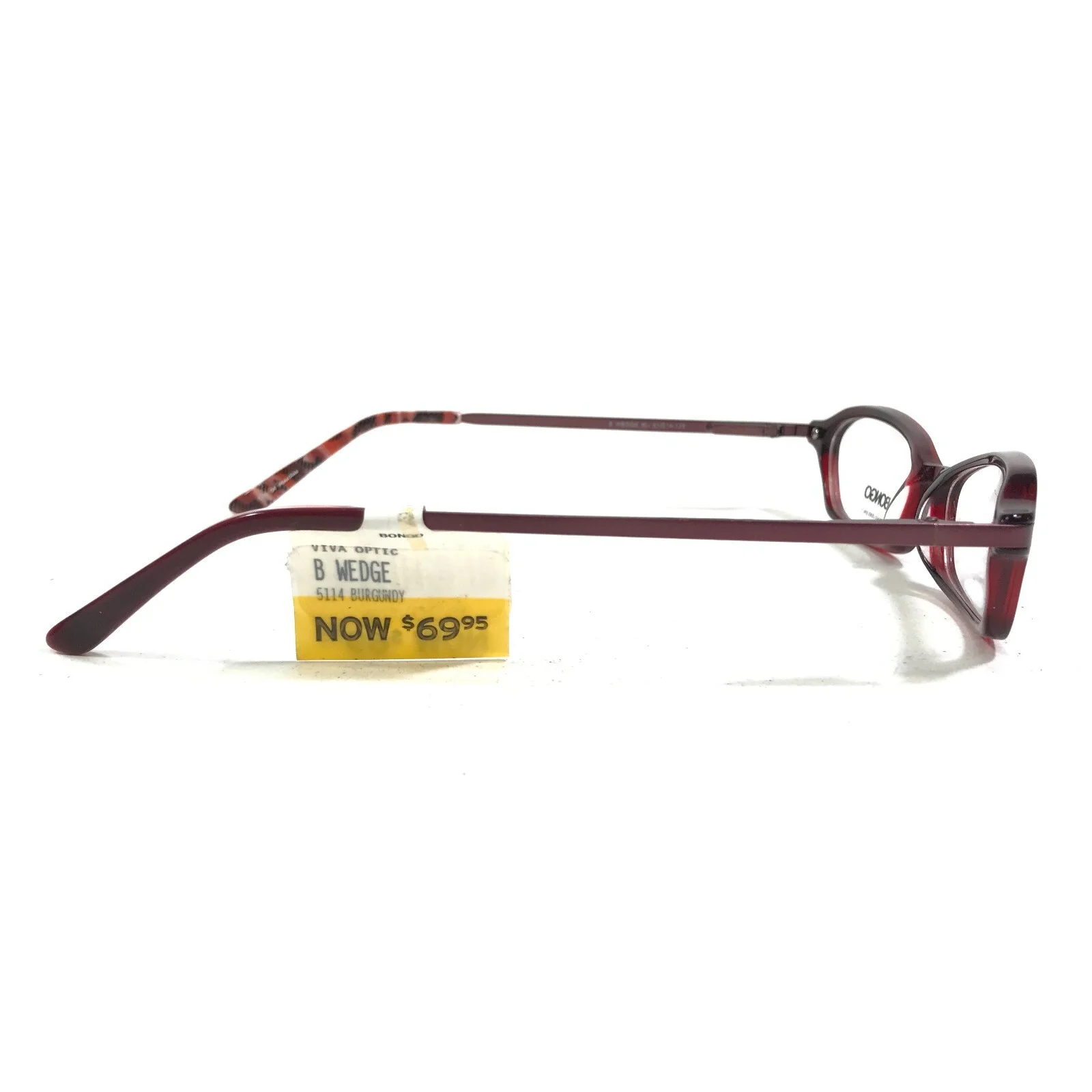 Bongo B WEDGE BU Eyeglasses Frames Red Rectangular Full Rim 51-14-135 3