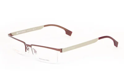 BOSS ORANGE Burgundy Mud Semi-Rimless Eyeglass Frames 54mm B0057 $260 NEW