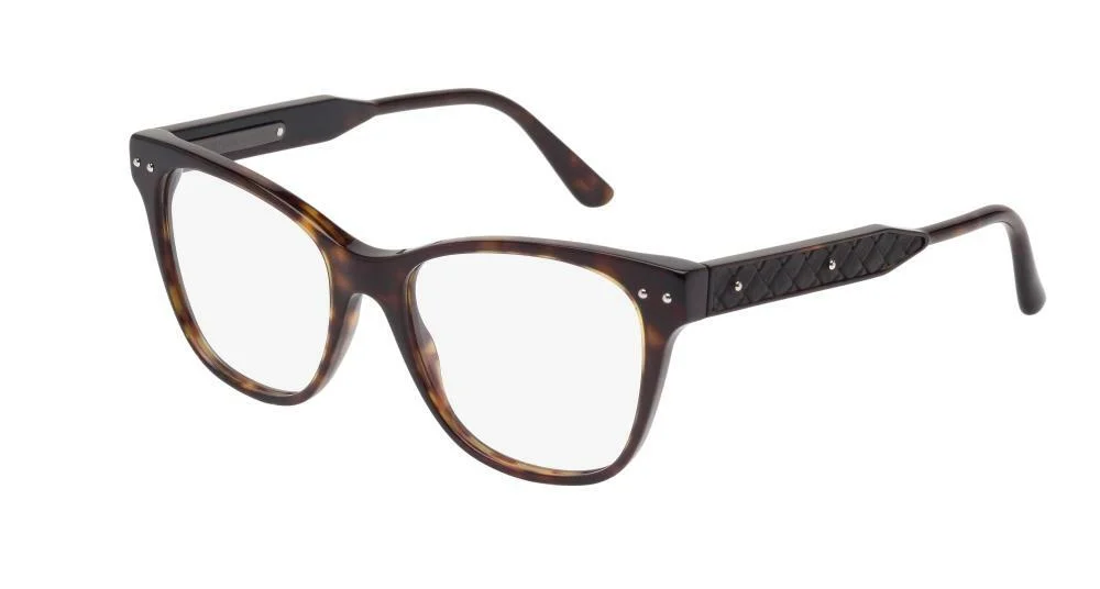 BOTTEGA VENETA BV0036O-003 Avana Havana Transparent EYEGLASS FRAMES - 52-17-145 2