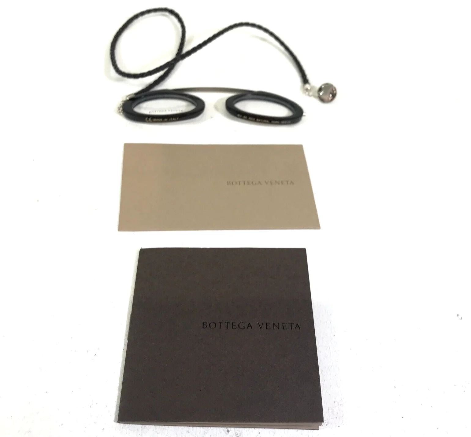 Bottega Veneta Monocle Frames BV 85 AOA Natural Horn 38-22 Woven Leather Cord