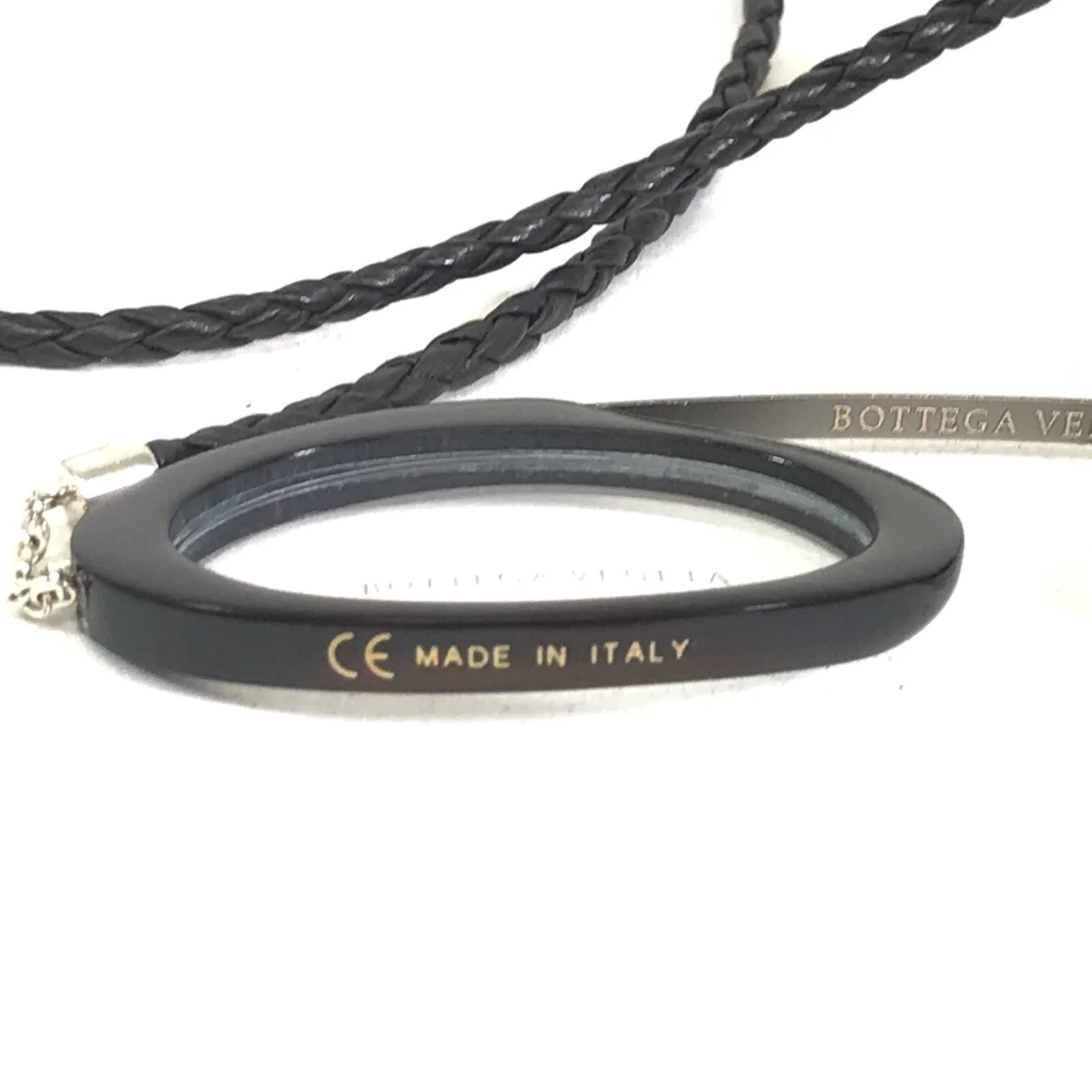 Bottega Veneta Monocle Frames BV 85 AOA Natural Horn 38-22 Woven Leather Cord 3