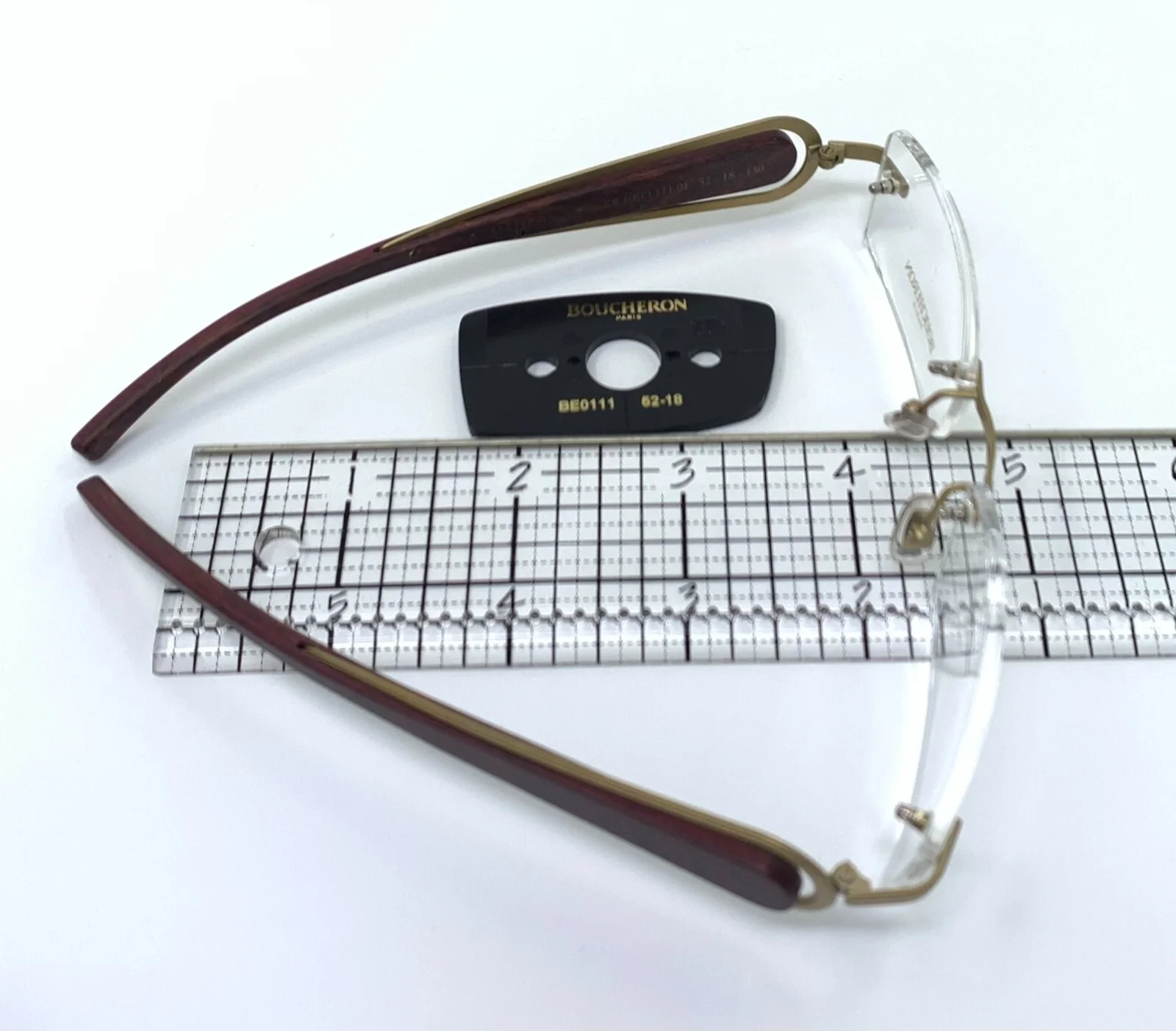 BOUCHERON RIMLESS OPTICAL EYEGLASSES WOOD METAL BEO 111 - Unisex - NEW 4