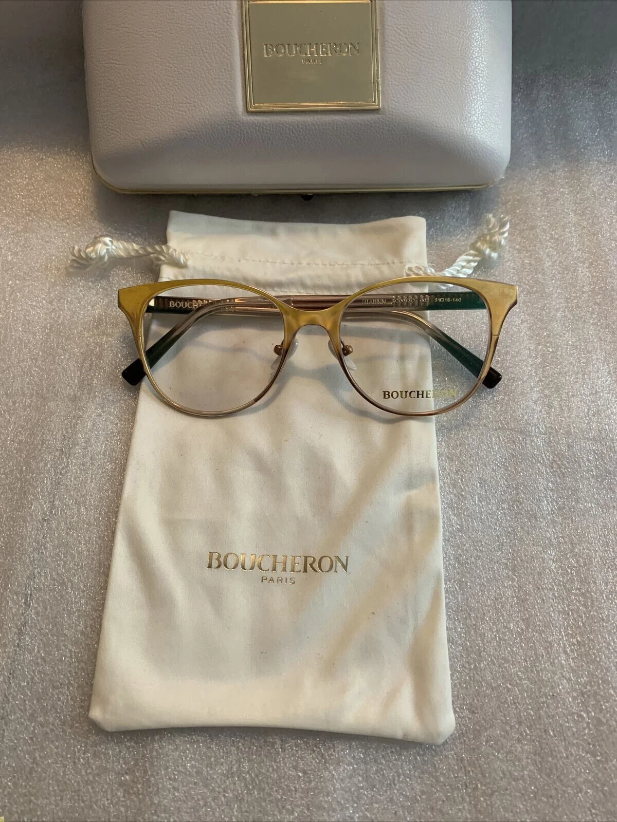 Boucheron Women’s 51 MM Round Optical Glasses BC0013O 002 51 18-140 with Case