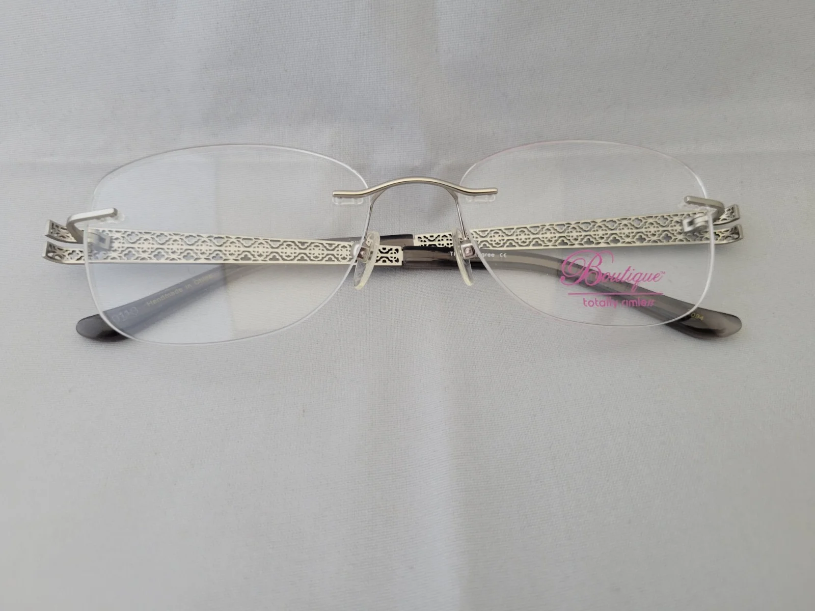 Boutique Totally Rimless Filigree Silver Rimless Eyeglasses 54-17-135 2