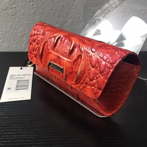 Brahmin FLAME MELBOURNE Elora Eyeglass / Sunglass Case genuine leather NWT 3