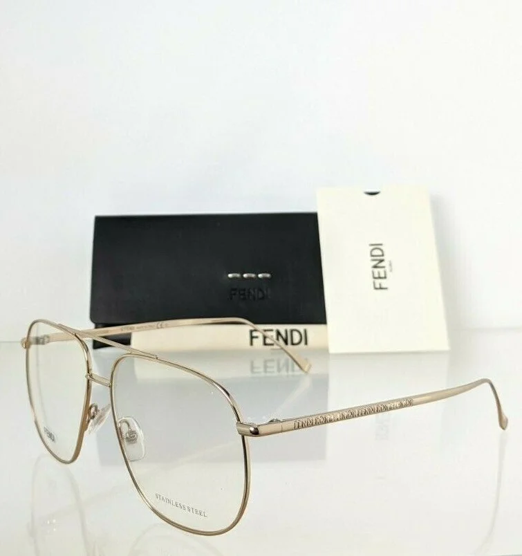 Brand New Authentic Fendi Eyeglasses 0391 J5G 56mm Gold 0391 FENDI ROMA 4