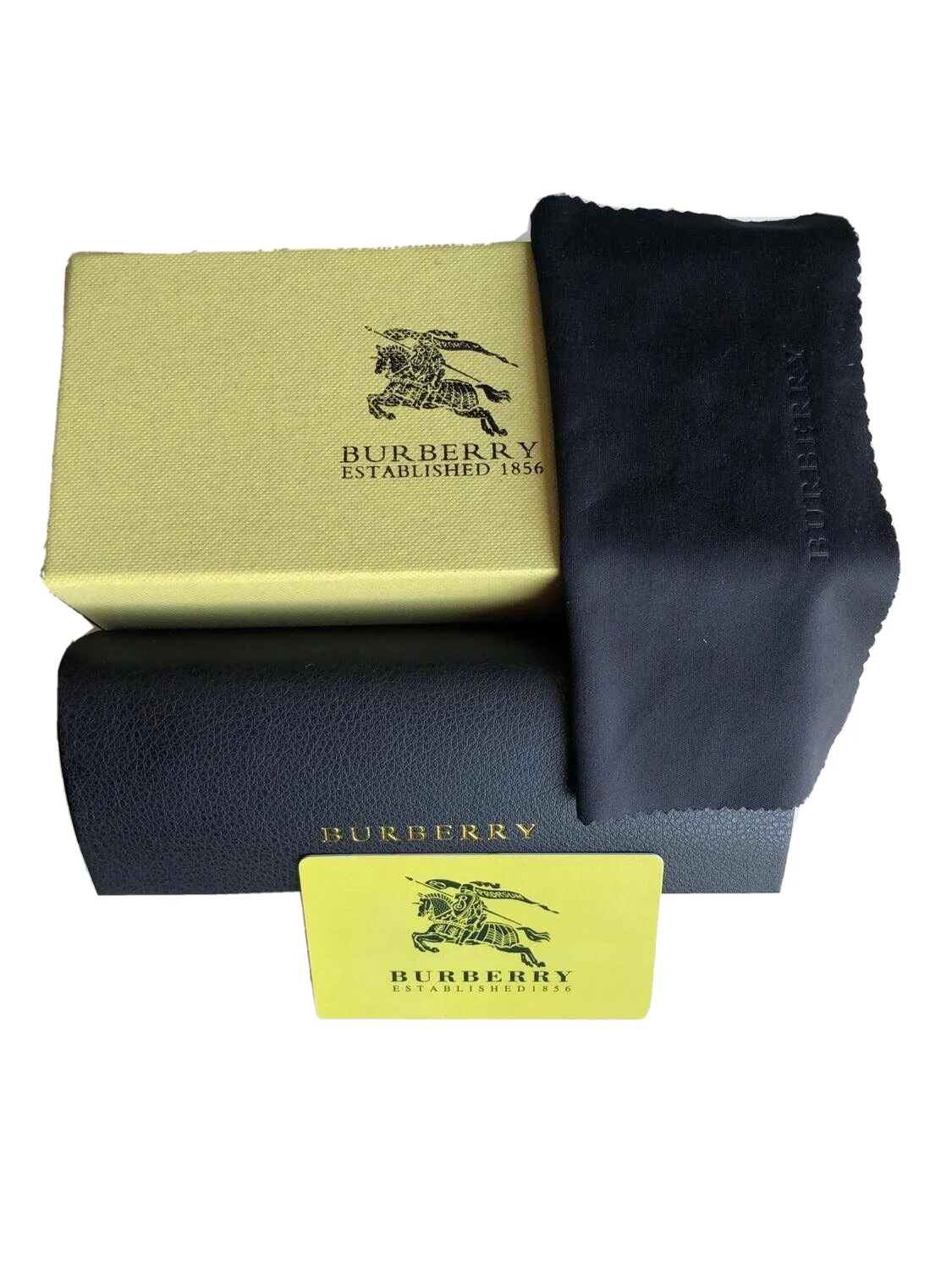 Brand new Black Burberry Eyeglasses /Sunglasses Hard Case cleaning cloth & Box