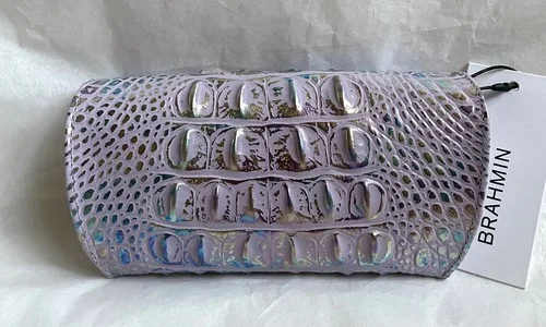 Brand New Brahmin Melbourne Iridescent Leather Eyeglass Case VIOLET WONDERLAND 2