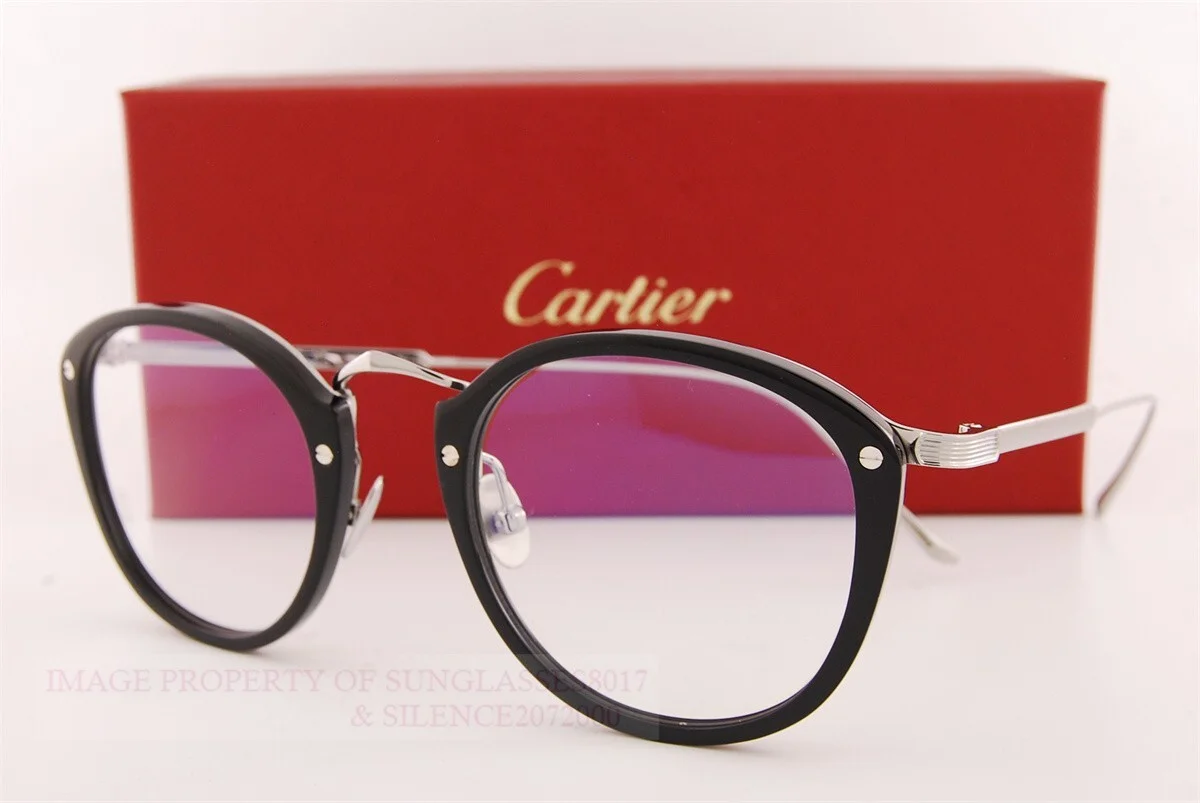 Brand New Cartier Eyeglass Frames CT 0020/O-004 Black For Men Women 49mm 3