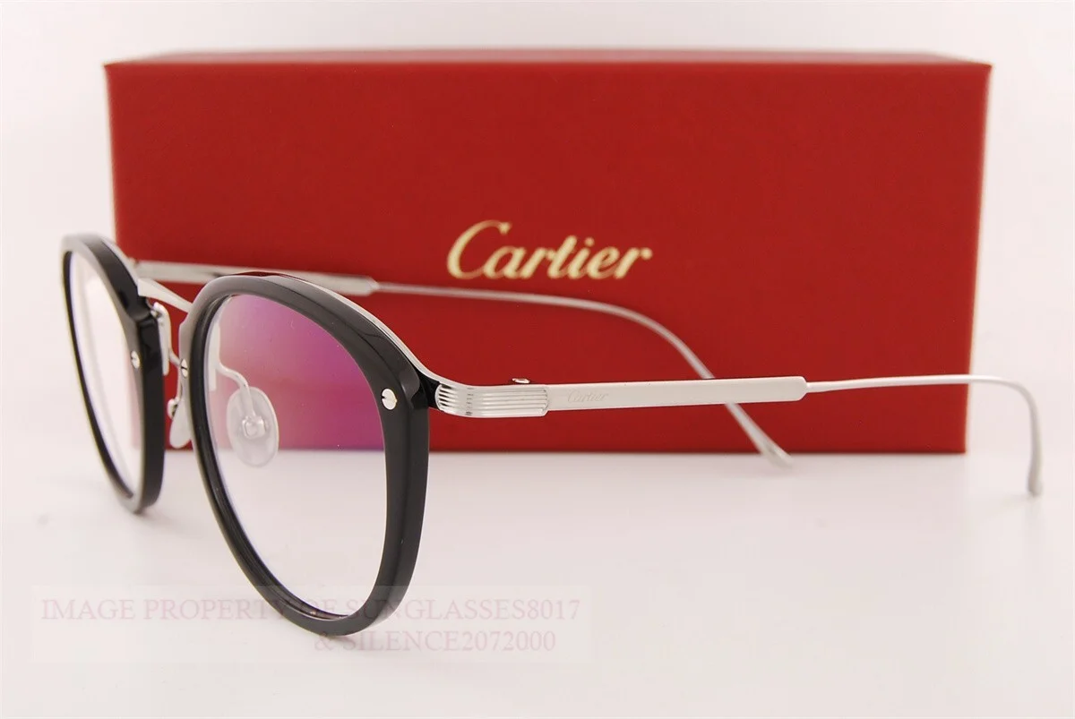 Brand New Cartier Eyeglass Frames CT 0020/O-004 Black For Men Women 49mm 4
