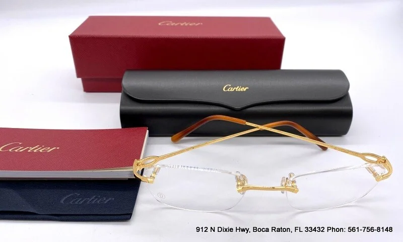 Brand New Cartier Eyeglass Frames CT 0050/O-001 Gold Rimless For Men Women 53mm
