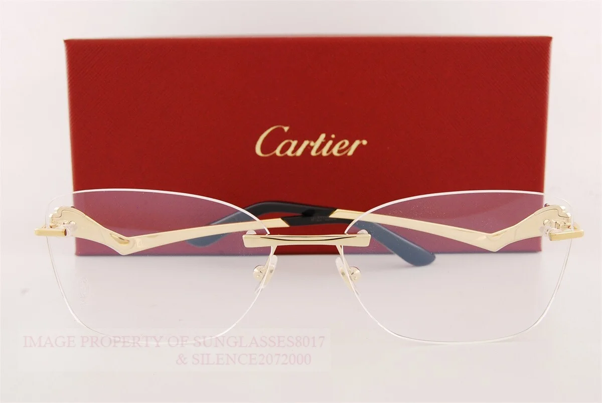 Brand New Cartier Eyeglass Frames CT 0120/O-001 Gold For Women 57mm 2