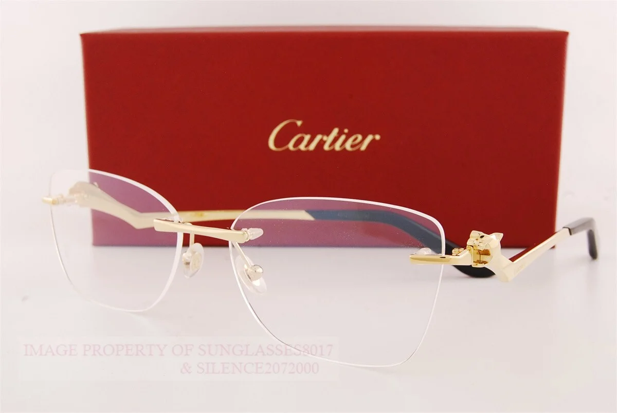 Brand New Cartier Eyeglass Frames CT 0120/O-001 Gold For Women 57mm 3