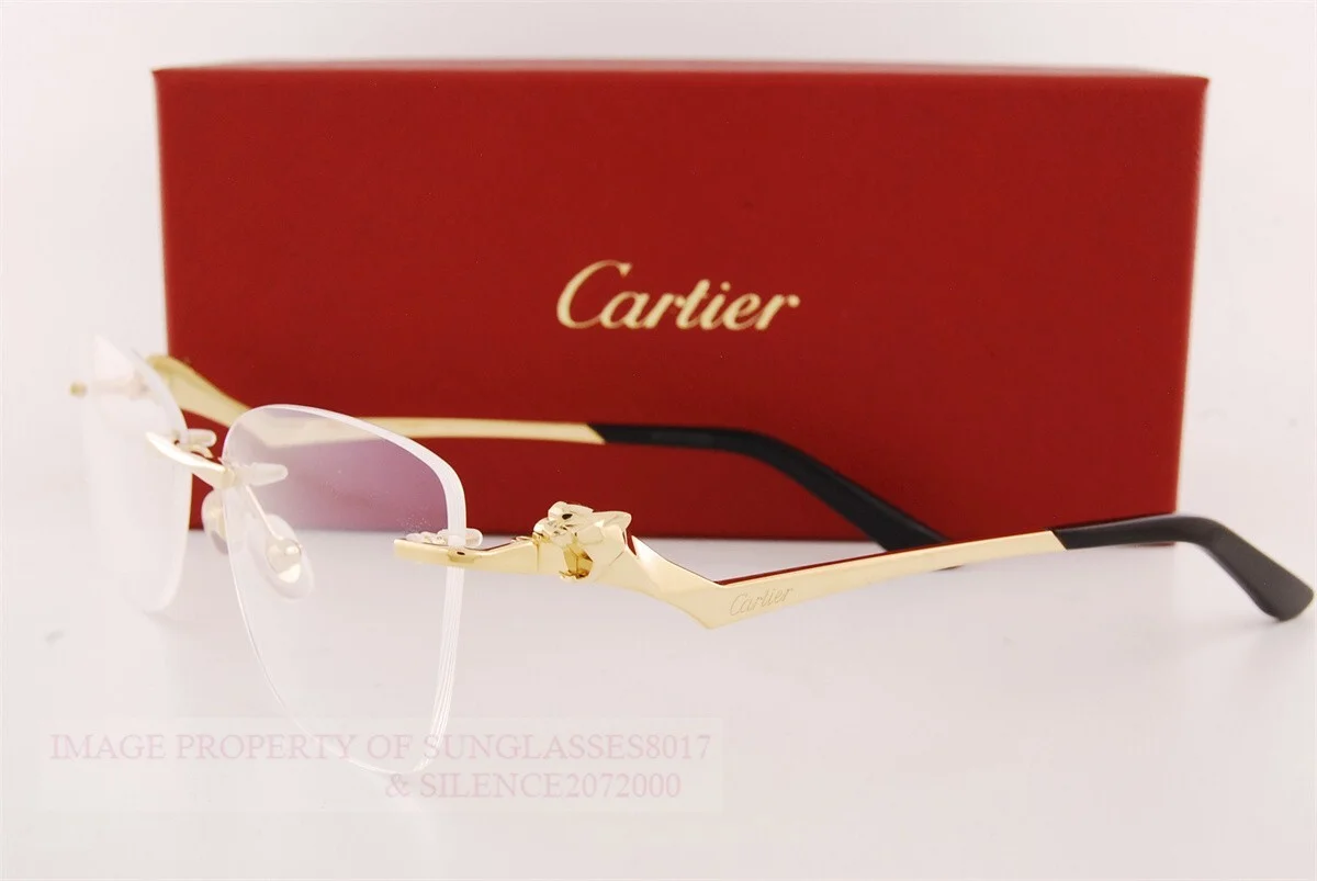 Brand New Cartier Eyeglass Frames CT 0120/O-001 Gold For Women 57mm 4