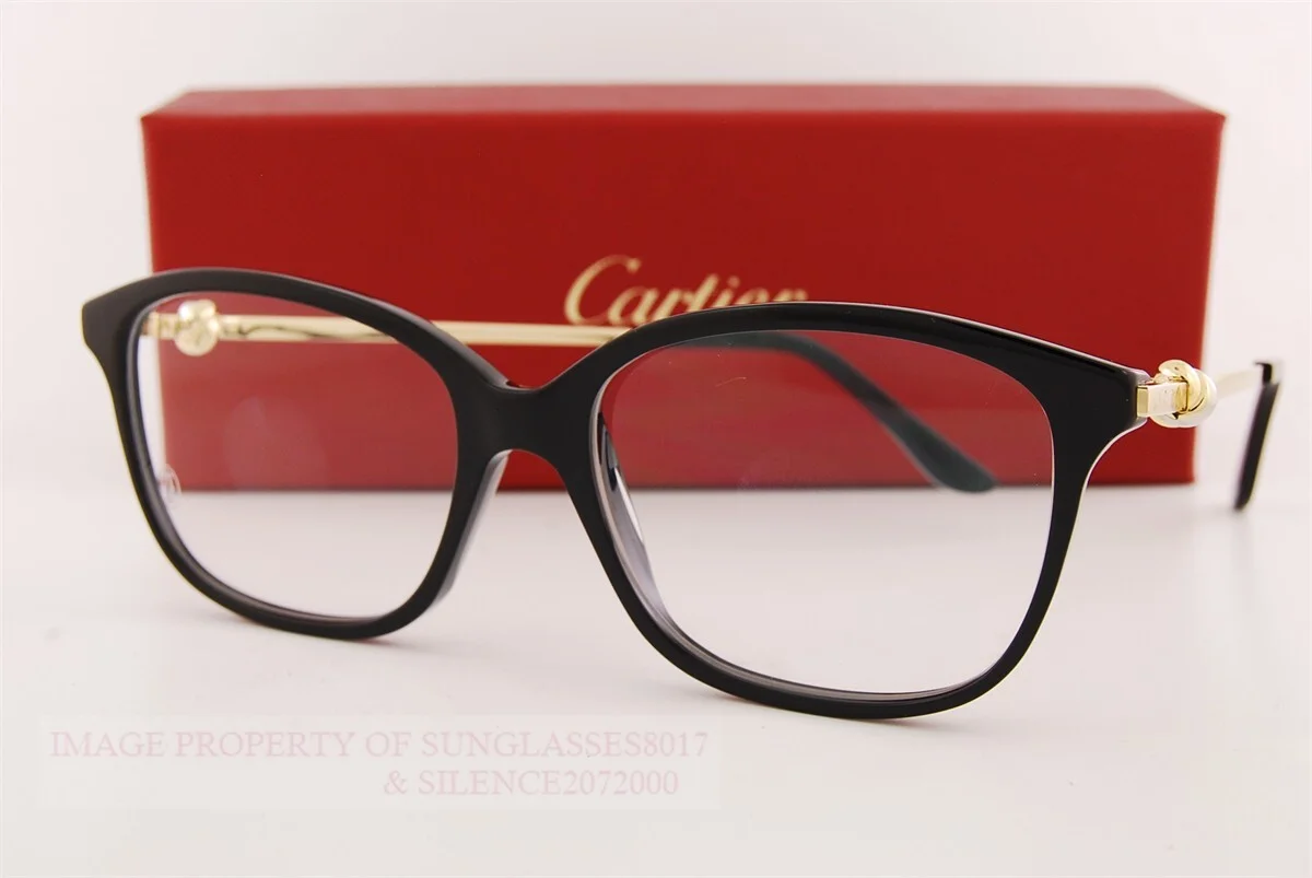 Brand New Cartier Eyeglass Frames CT 0258/O-001 Black-Gold For Women 54mm