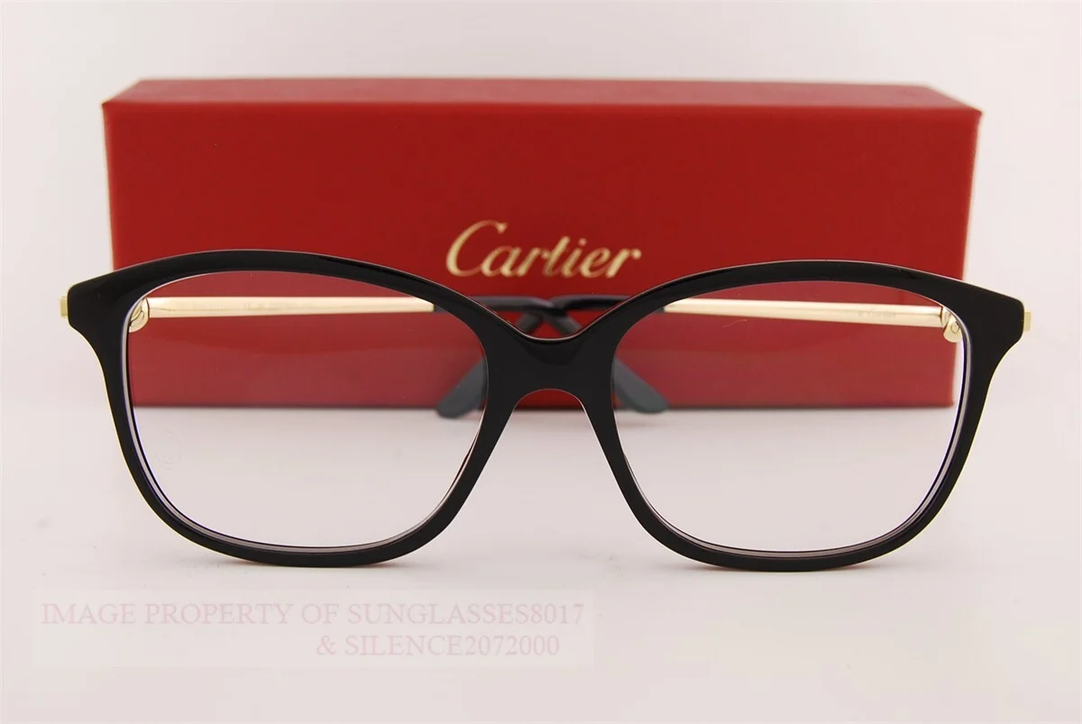 Brand New Cartier Eyeglass Frames CT 0258/O-001 Black-Gold For Women 54mm 3