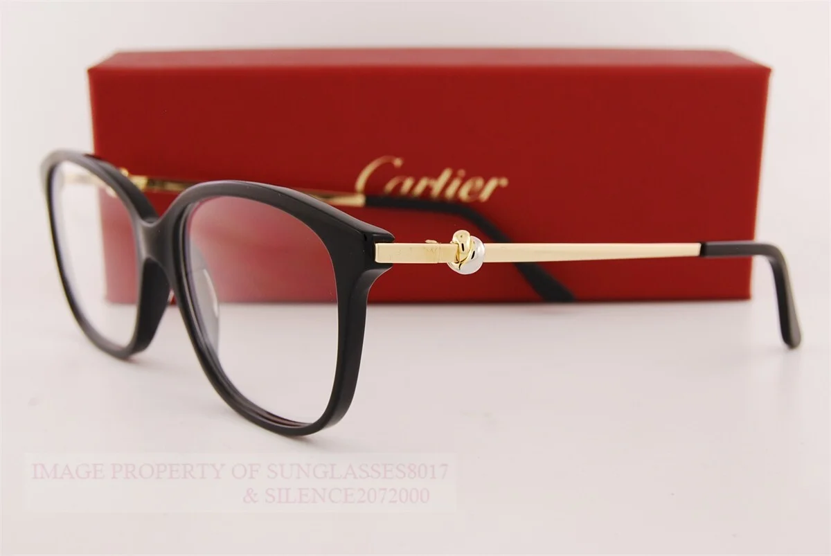 Brand New Cartier Eyeglass Frames CT 0258/O-001 Black-Gold For Women 54mm 4
