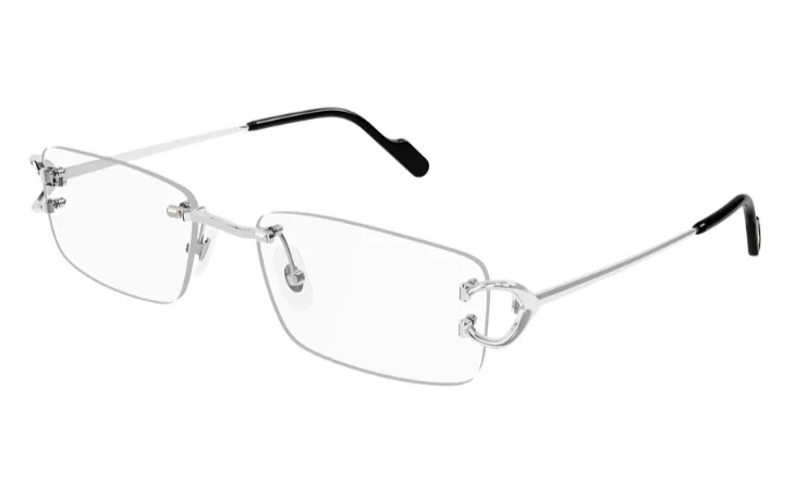Brand New Cartier Eyeglass Frames CT 0344/O-004 Silver Rimless For Men 56mm