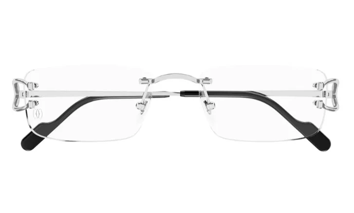 Brand New Cartier Eyeglass Frames CT 0344/O-004 Silver Rimless For Men 56mm 2