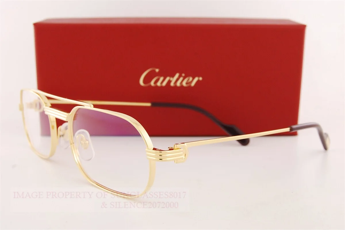 Brand New Cartier Eyeglass Frames CT 0410/O-001 Gold Titanium For Men 57mm 4