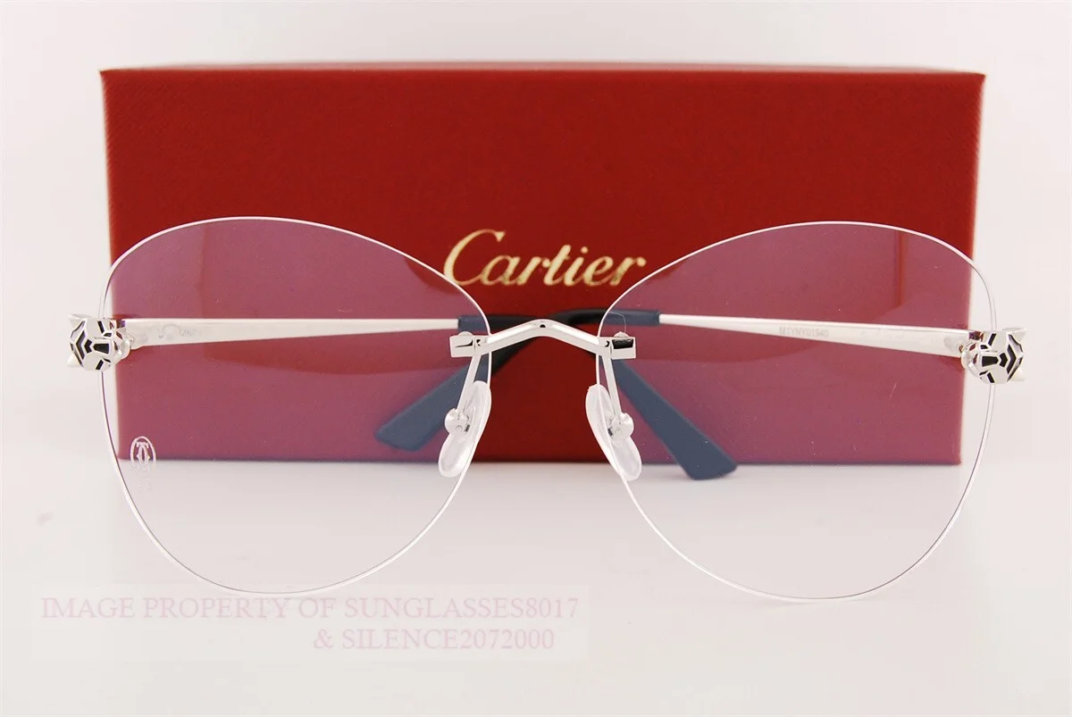 Brand New Cartier Eyeglass Frames CT 0418/O-002 Silver For Women 58mm 2