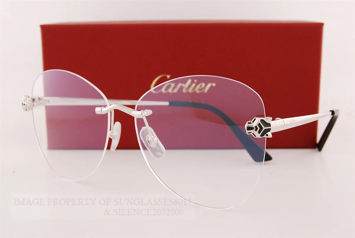 Brand New Cartier Eyeglass Frames CT 0418/O-002 Silver For Women 58mm 3