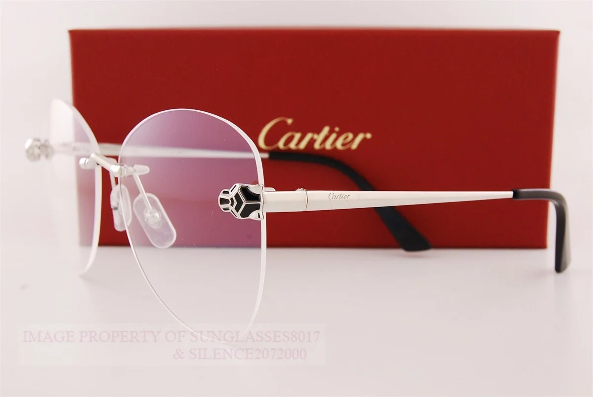 Brand New Cartier Eyeglass Frames CT 0418/O-002 Silver For Women 58mm 4