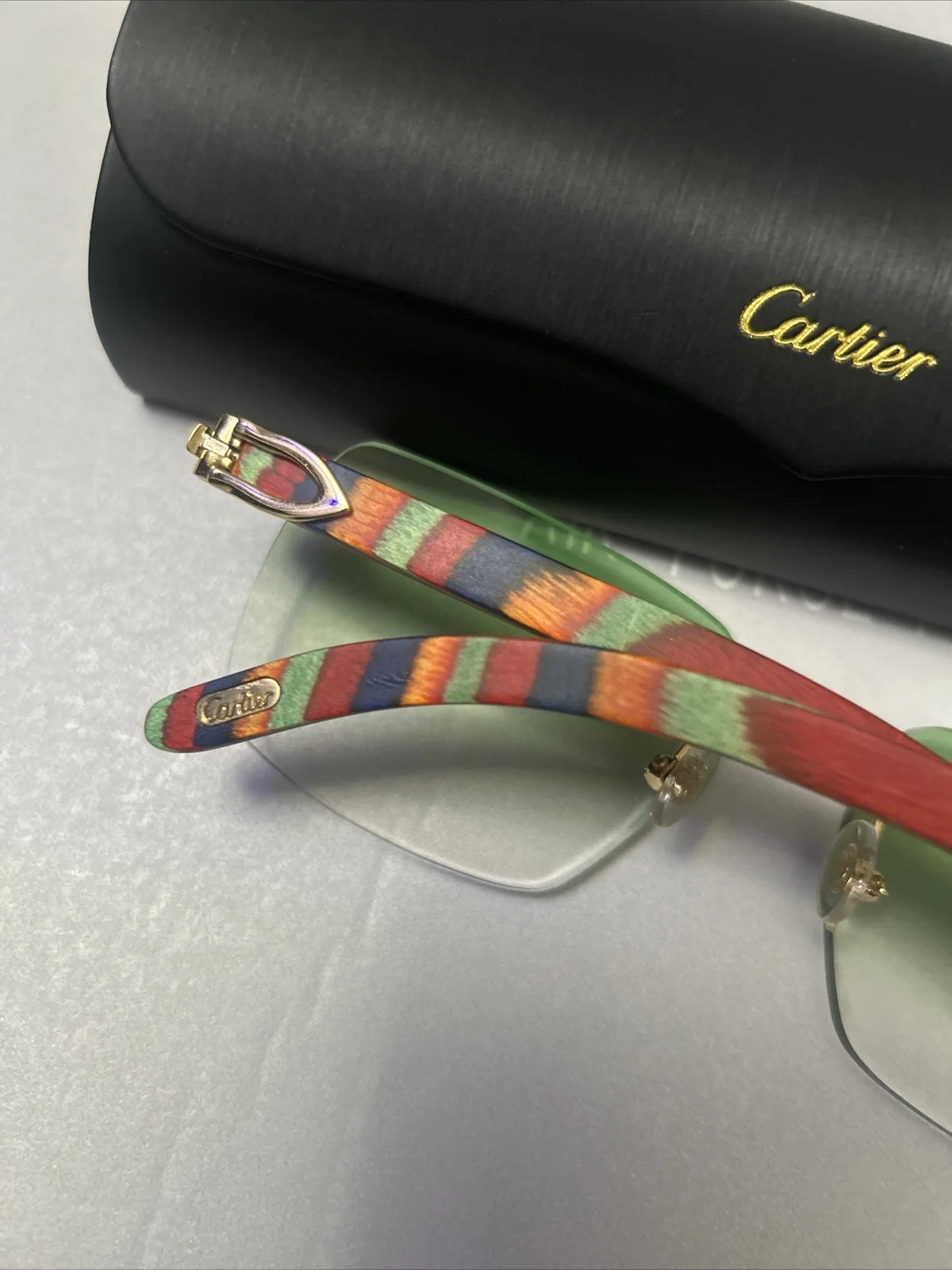 Brand New Cartier Eyeglass Frames Rimless Green-Orange 57mm 2