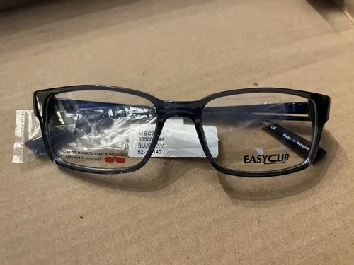 brand new easy clip eyeglass frames BLUE 50W 52-17-140 3