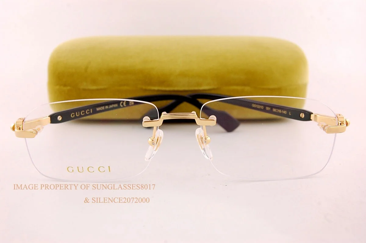 Brand New GUCCI Eyeglass Rimless Frames GG 1221/O 001 Gold/Black Men Women 56mm 2