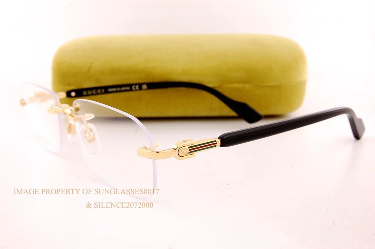 Brand New GUCCI Eyeglass Rimless Frames GG 1221/O 001 Gold/Black Men Women 56mm 3