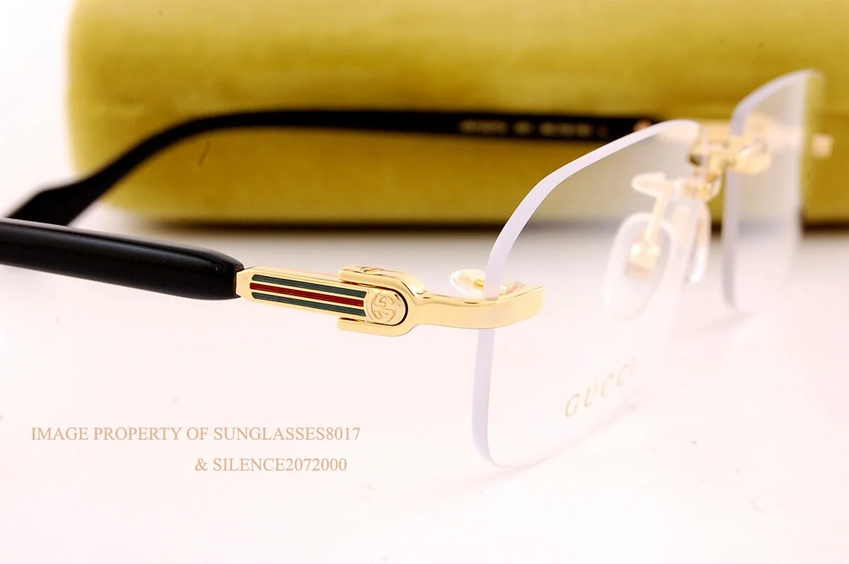 Brand New GUCCI Eyeglass Rimless Frames GG 1221/O 001 Gold/Black Men Women 56mm 4