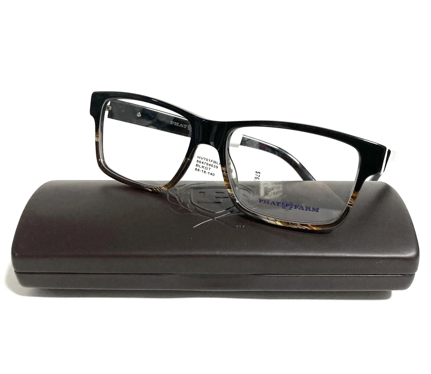 BRAND NEW PHAT FARM 701 BLKGT BLACK HORN AUTHENTIC RX EYEGLASSES 55-15-140 MM