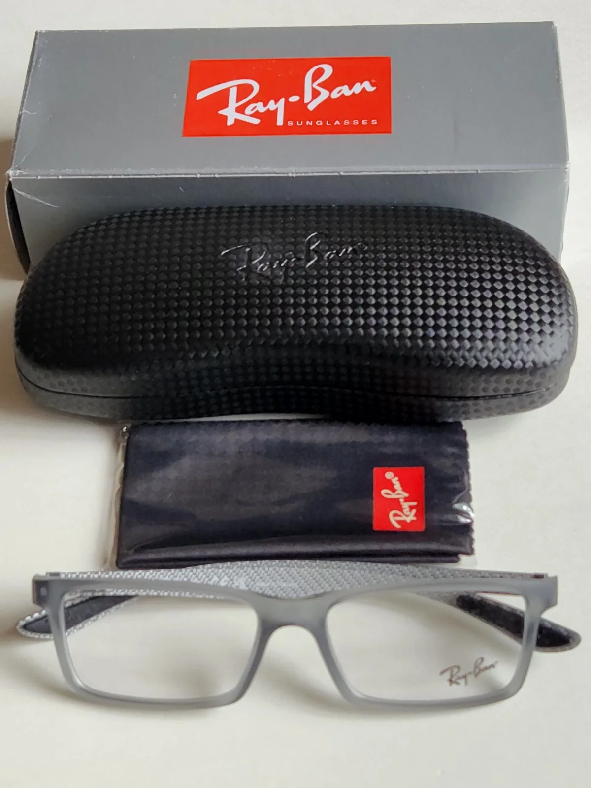 Brand New Ray-Ban Demi Gloss Grey Carbon Fiber Prescription Eyeglass Frames