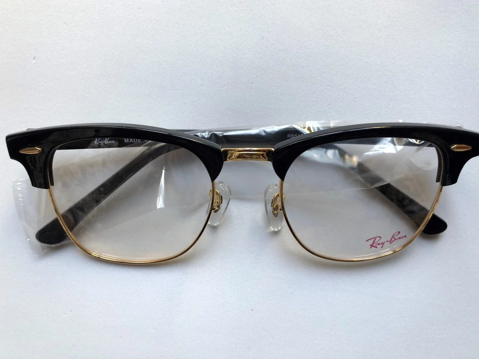 BRAND NEW! RAY-BAN RB 5154 6872 EYEGLASSES FRAME SIZE 51 MM BLACK GOLD ITALY 3