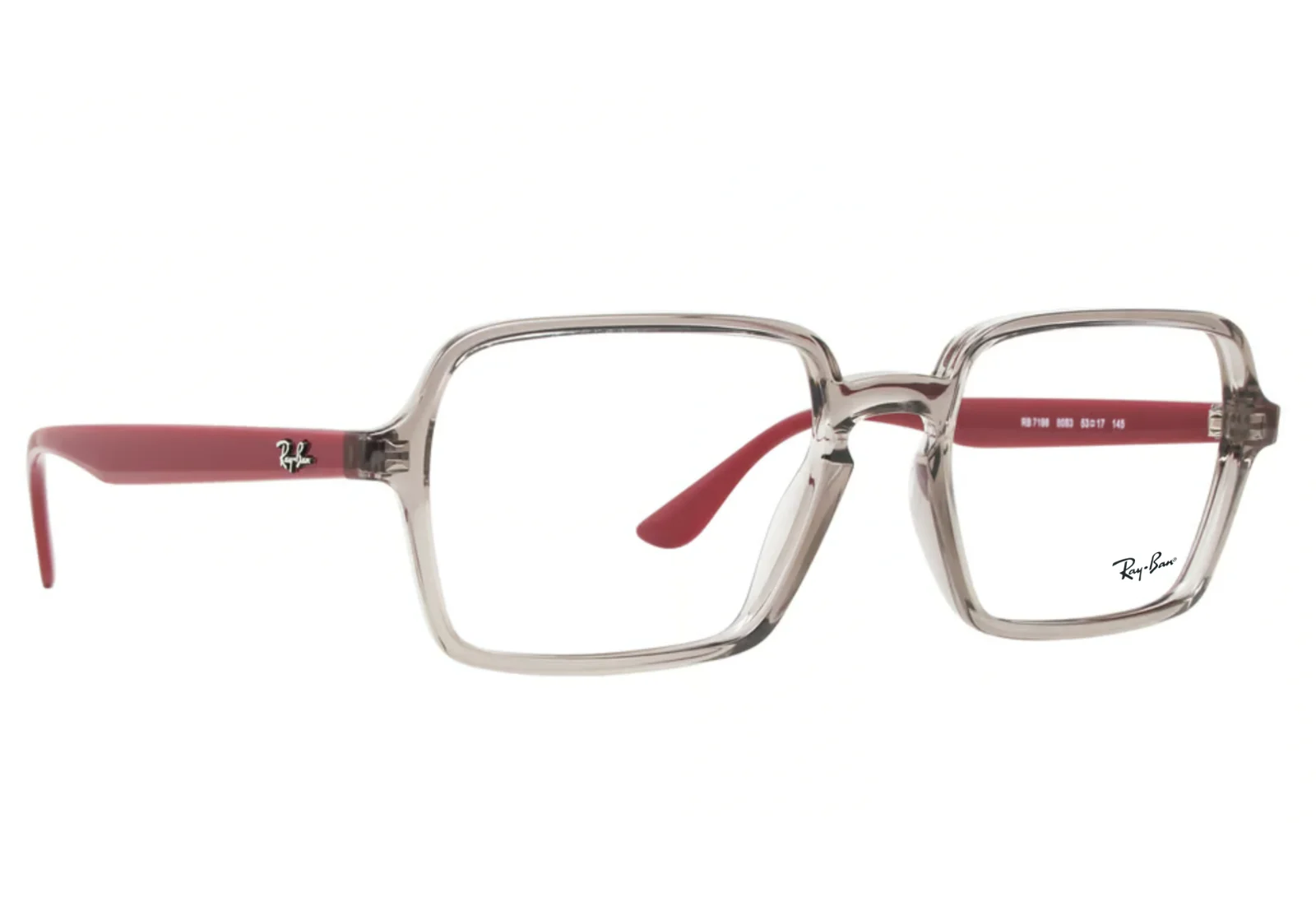 BRAND NEW RAY BAN RB 7198 8083 GRAY BURGUNDY AUTHENTIC EYEGLASSES 53-17-145 MM 4