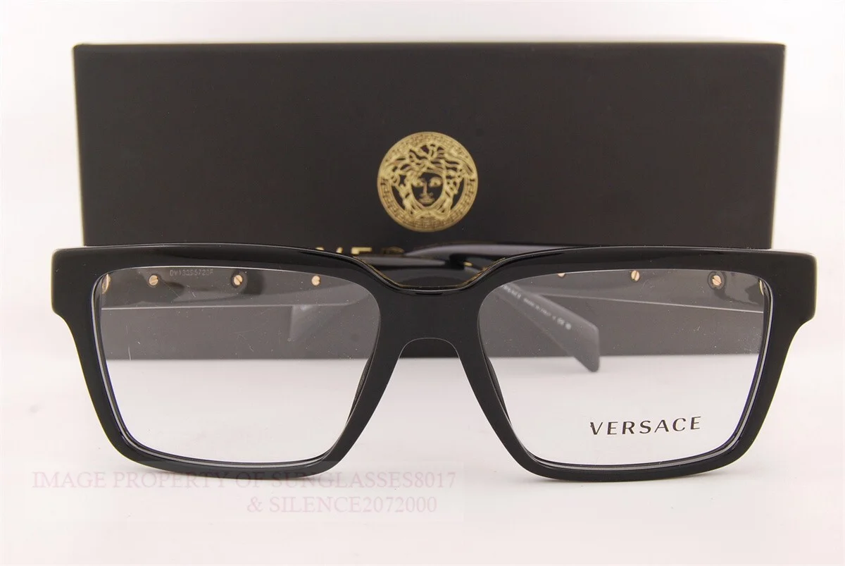 Brand New VERSACE Eyeglass Frames 3339U GB1 Black for Men Women Size 55mm 3