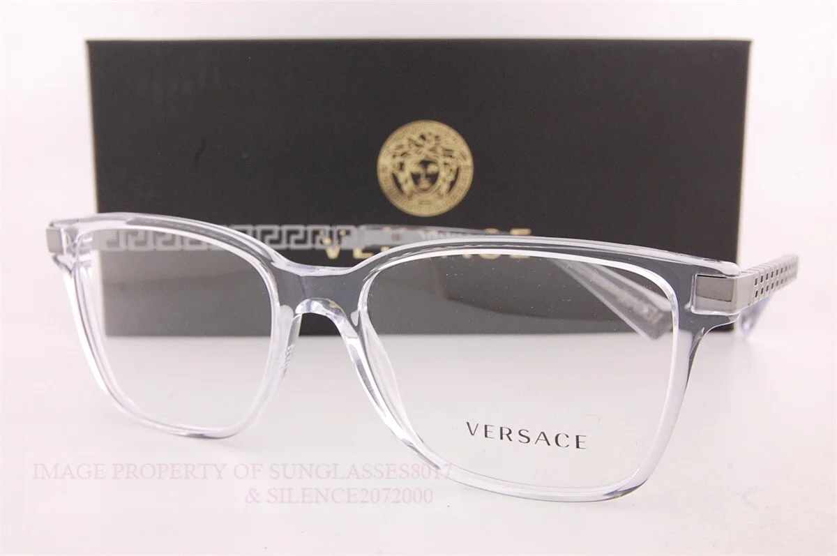 Brand New VERSACE Eyeglass Frames 3340U 148 Transparent for Men Size 55mm