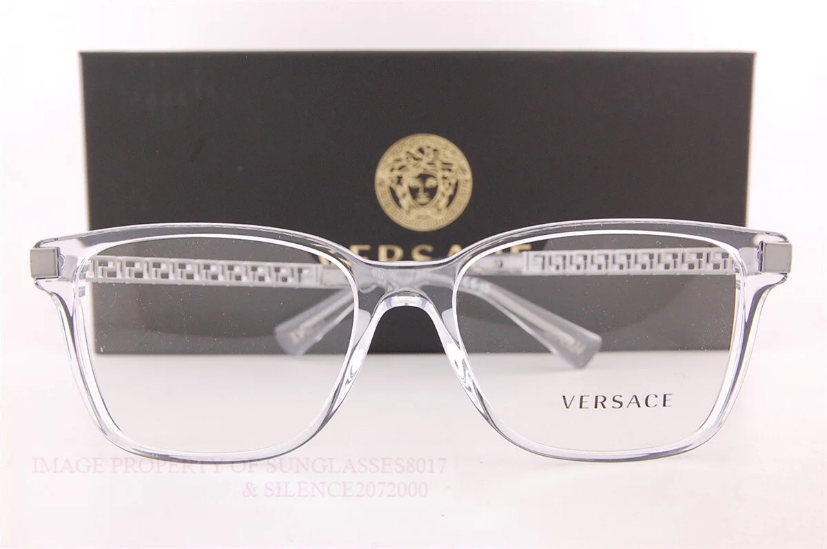 Brand New VERSACE Eyeglass Frames 3340U 148 Transparent for Men Size 55mm 2
