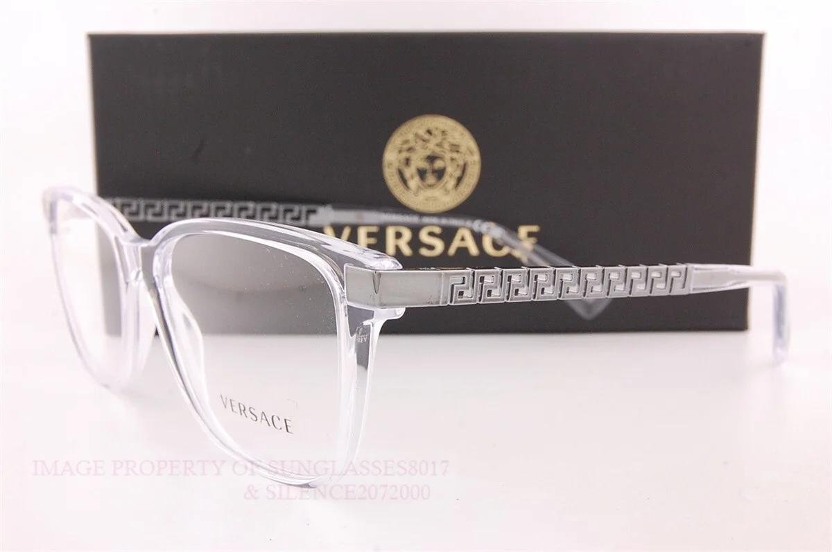 Brand New VERSACE Eyeglass Frames 3340U 148 Transparent for Men Size 55mm 3