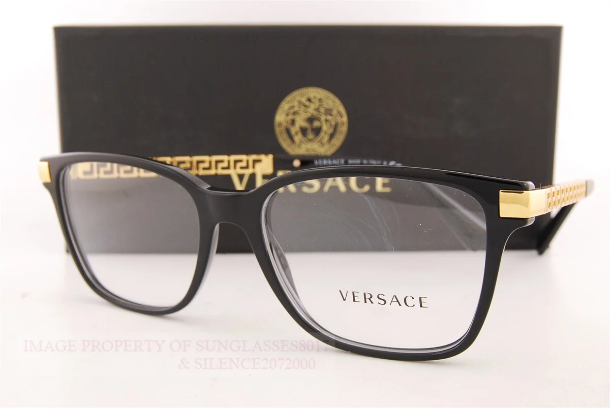Brand New VERSACE Eyeglass Frames 3340U GB1 Black for Men Women Size 55mm