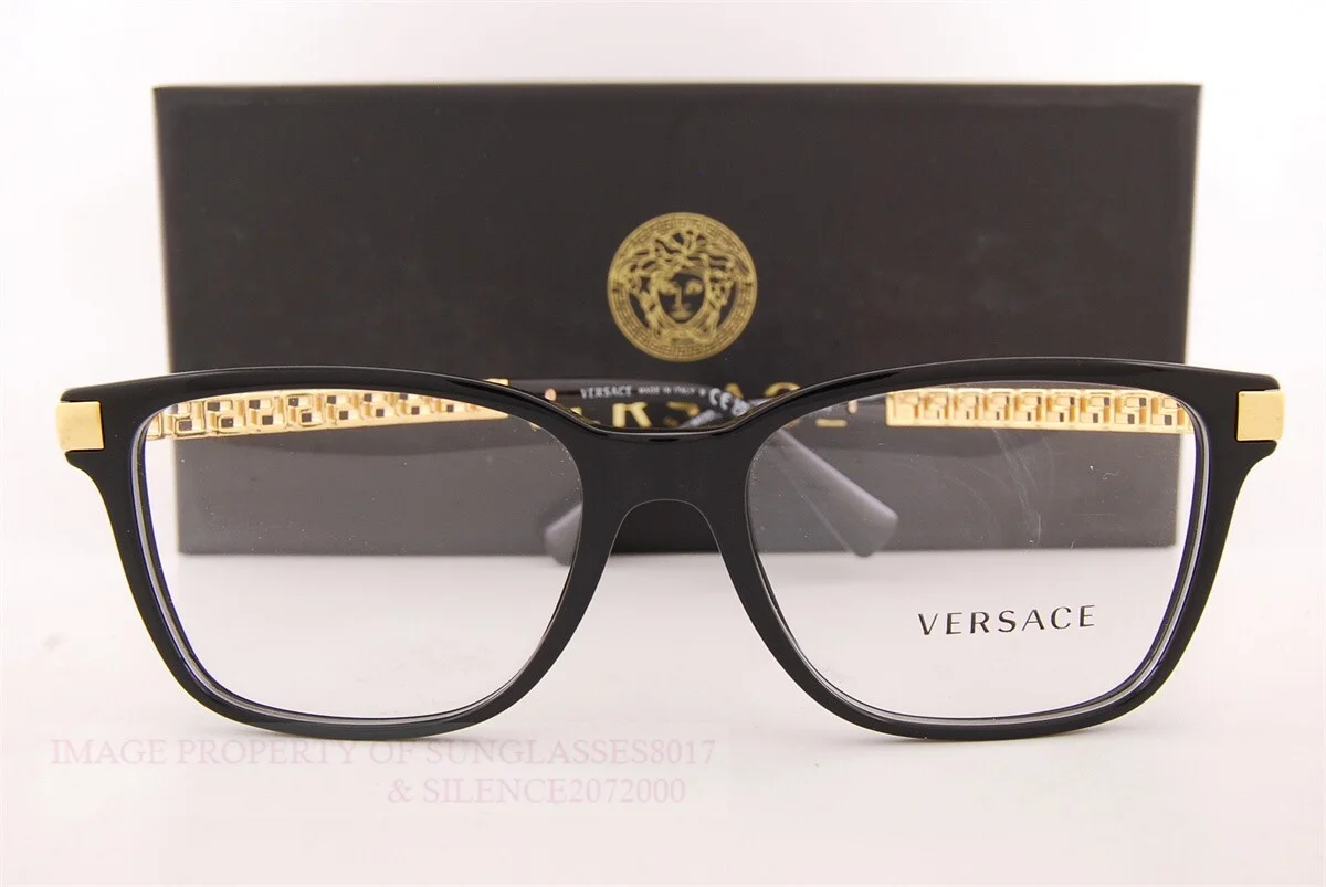 Brand New VERSACE Eyeglass Frames 3340U GB1 Black for Men Women Size 55mm 3