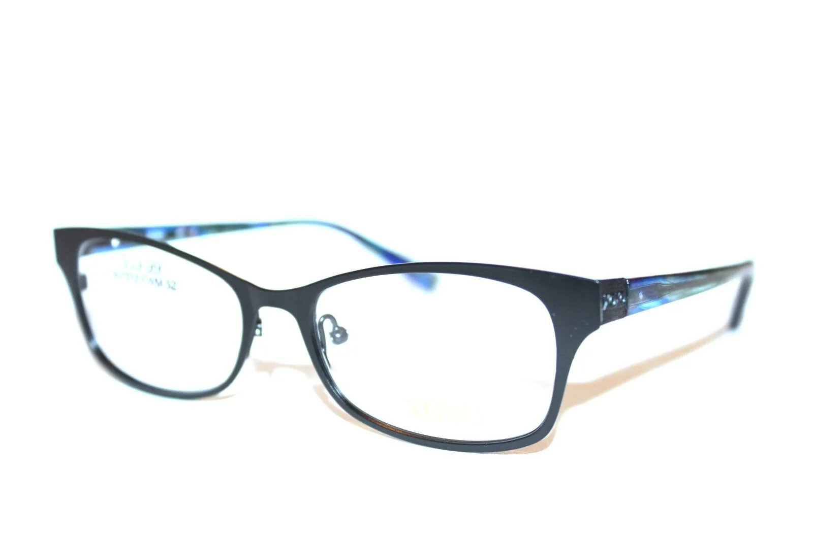 BRAND NEW XOXO BFF JET BLACK CRYSTAL BLUE EYEGLASSES WOMENS RX FRAMES 52-16-140