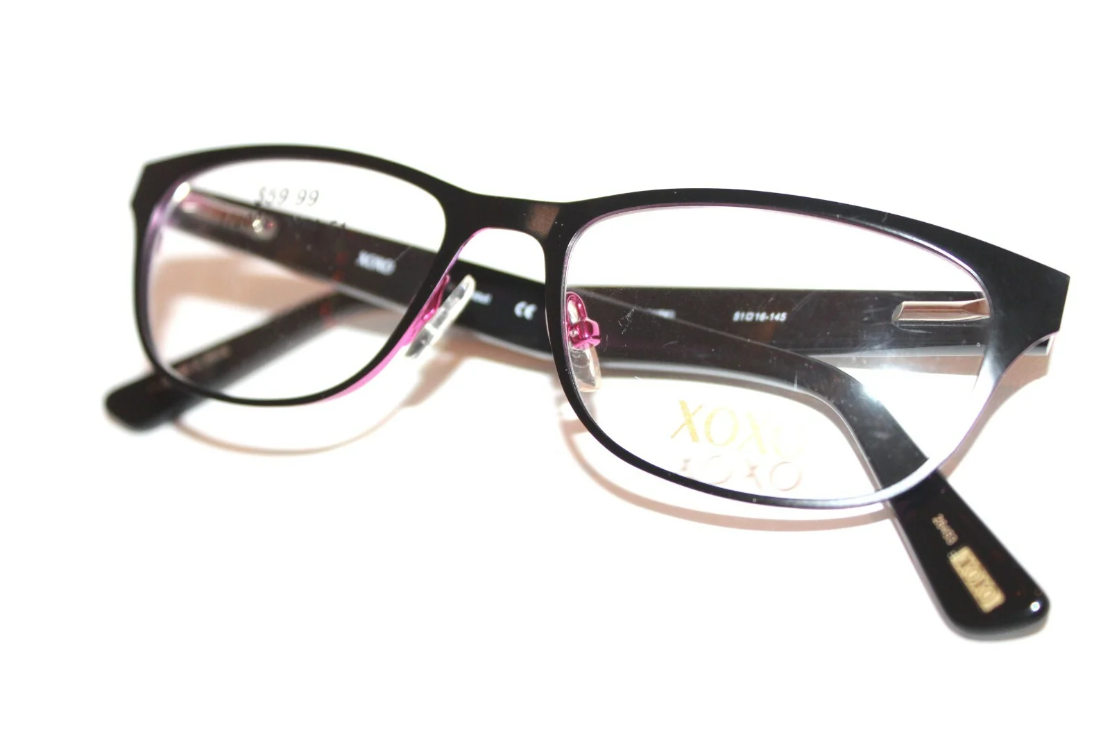 BRAND NEW XOXO KNOCKOUT BKPK BLACK PINK EYEGLASSES WOMENS RX FRAMES 51-16-145 MM