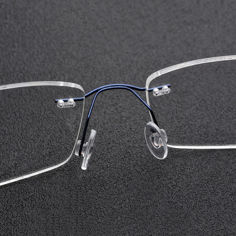 Brand Ultralight Titanium Eyeglass Frames Rimless Men Gunmetal Glasses Eyewear 3
