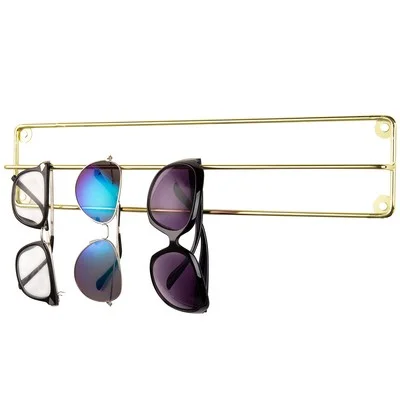 Brass Tone Metal Wire Sunglasses Display Holder, Eyeglasses Storage Rail Bar 2