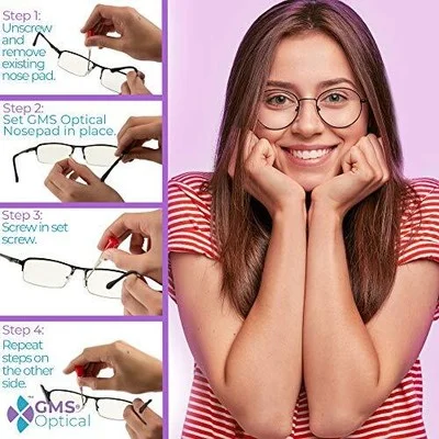 Bridge Strap Screw-in Silicone Nose Pads for Eyeglasses (Pack of 4) One of Ea... 4