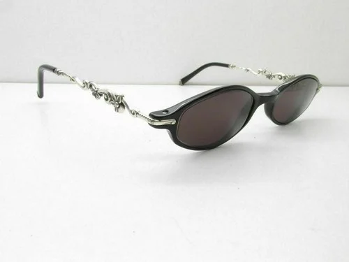 Brighton Handmade Alcott EYEGLASSES FRAMES 47-19-140 Silver/Black Oval 12128