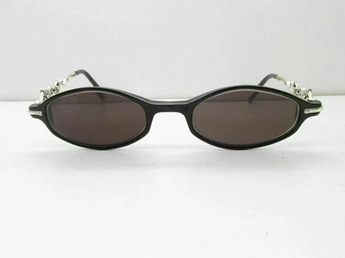 Brighton Handmade Alcott EYEGLASSES FRAMES 47-19-140 Silver/Black Oval 12128 2